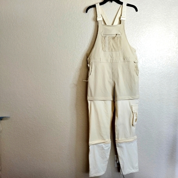 NWT Outdoor Voices RecTrek ZipOff Overalls Linen Vanilla Sugar SZ S - Picture 2 of 9
